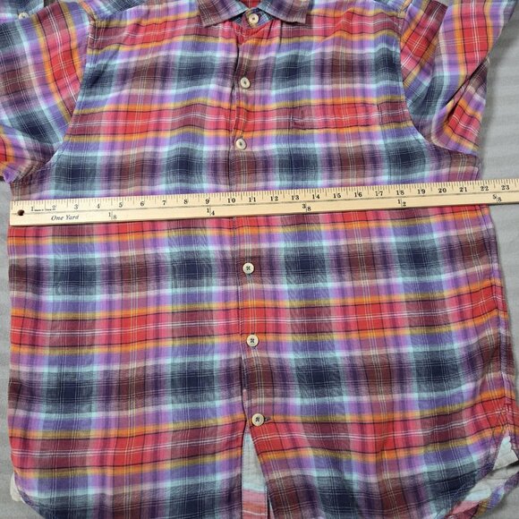 Tommy Bahama Shirt Mens Medium Multicolor Plaid Cotton Button Front Casual - Picture 6 of 12